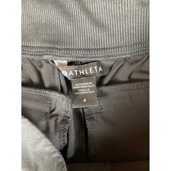 Athleta Women Black Athleisure Pants Size 4 Elastic Waist Side Stripe Casual - Picture 4 of 10